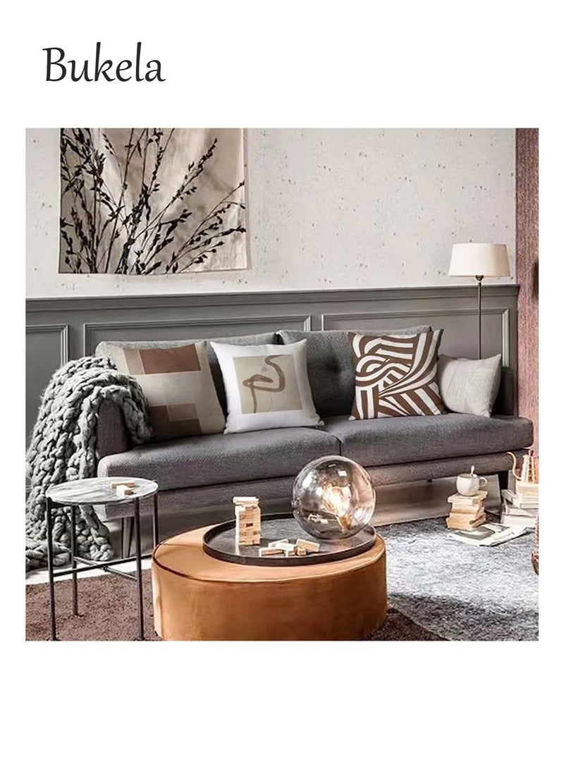 كيلا مجموعة من 4 أغطية وسائد، غطاء وسادة مزخرف تجريدي حديث 45 سم × 45 سم، لغرفة المعيشة والأريكة والسيارة وأريكة السرير وأغطية الوسائد 18 × 18 بوصة (نمط مزدوج الجوانب) - Image 4